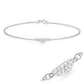 CZ Setting on Bowl Silver Bracelet BRS-573